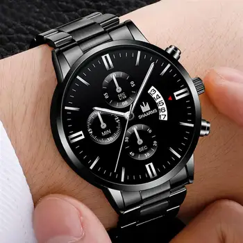 

Men Luxury Black Sport Watches Stainless Steel Band Quartz Watch Luxury Military Business Man Wristwatch Fashion Date Clock