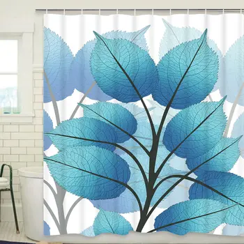 

Shower Curtain Leaves Shadow Summer Hooks Home Bathroom Dorm Waterproof Decorat