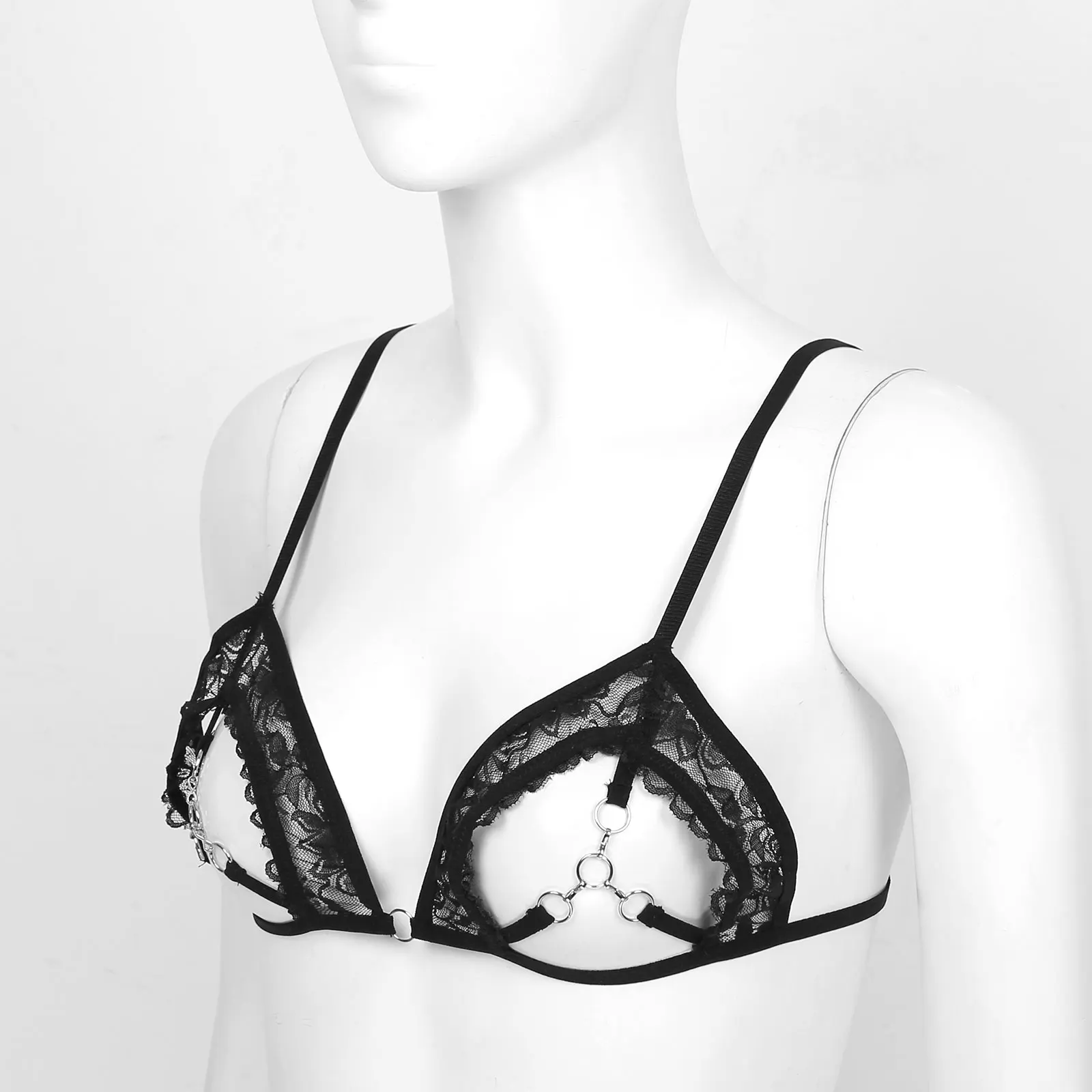 Women Sexy Lingerie See Through Sheer Lace Open Cups Bra Top Bralette  Underwear