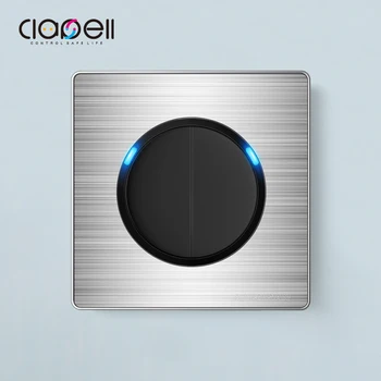 

Power Button Poussoir Light Wall 2 Gang 2Way Switch LED Electrical Socket And Switches On Off Switch Small Aluminum Alloy 220V