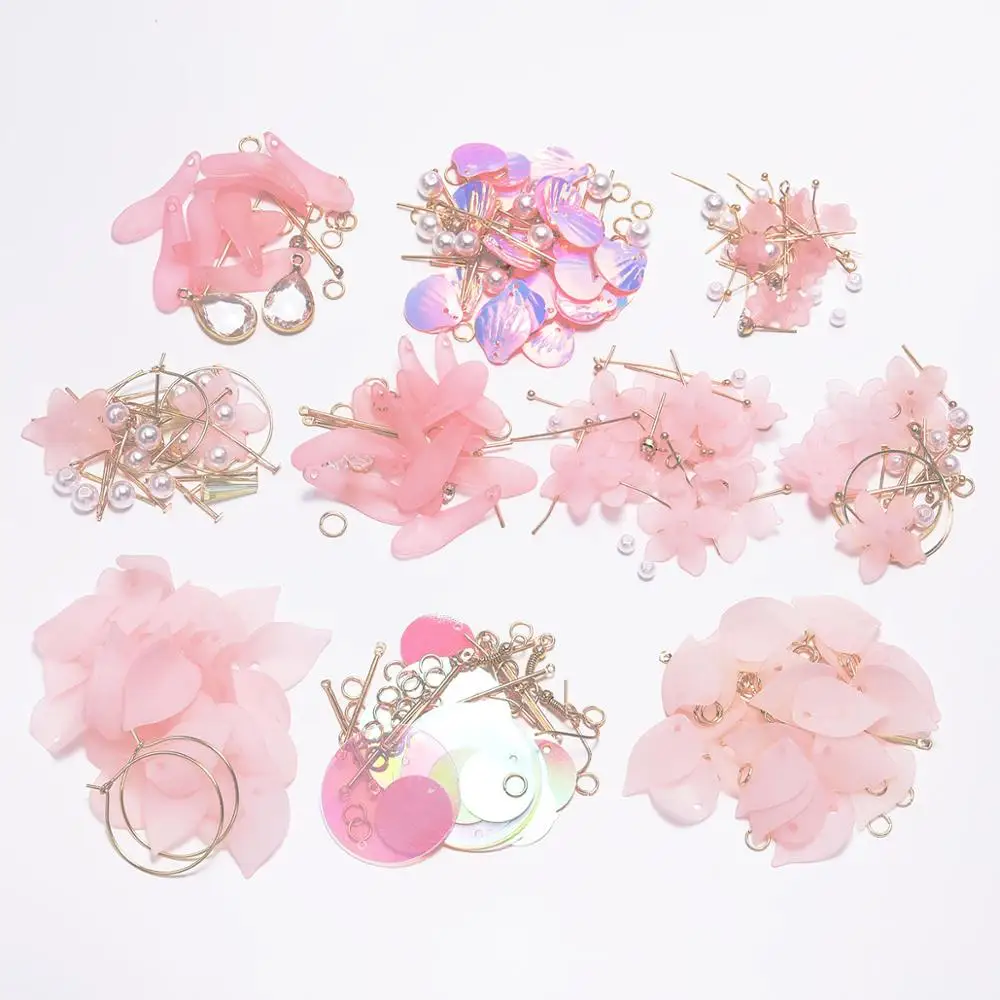 

New Style Fashion Resin Flower Long Earrings Jewelry Findings Petal Dangle Earrings DIY Jewelry Package For Gift Handmade Making