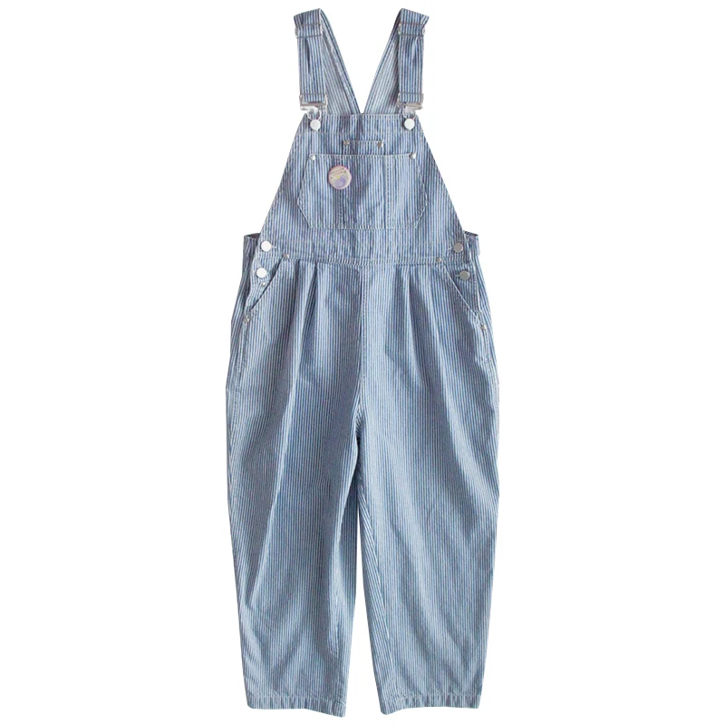 Women Spring New Striped Denim Jumpsuits Girls Loose Trousers Korean Students Wild Harajuku Overalls Straight pants Mori Girl Women Spring New Striped Denim Jumpsuits Girls Loose Trousers Korean Students Wild Harajuku Overalls Straight pants Mori Girl