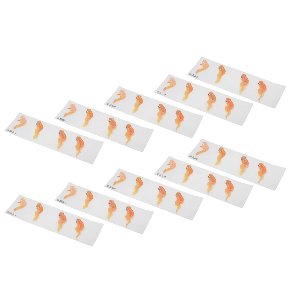 10pcs Plastic Material Gold Fish Stickers Self Adhesive Peel off 3D Resin Crafts Fillers Home Wall Decors Fish Tank Ornaments 