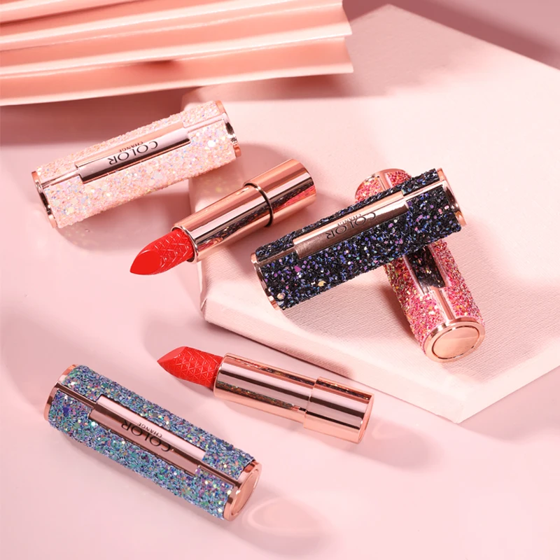 Colorful Envy Color Sequins Art Lipstick Velvet 4 hot color Waterproof Long lasting Matte Nude Lips Makeup Sexy red lip Cosmetic