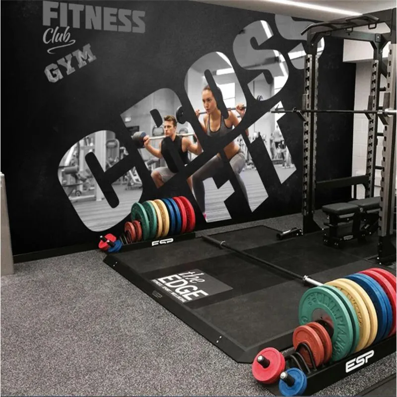 現代のシンプルさの人格落書き壁画産業スタイルジム背景の壁の紙 3dフィットネスダンスルームのインテリア壁紙 3d Wallpapers Aliexpress