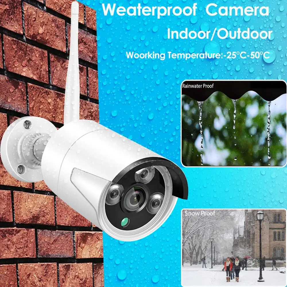 Plug and Play 2CH 3.0MP HD Беспроводной NVR комплект P2P Крытый Открытый ИК Ночное Видение