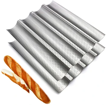

2/3/4 Groove French Bread Baking Mold Rectangular Non-stick Form Metal Dish Wave Tray Practical Cake Loaf Baguette Pans Tools