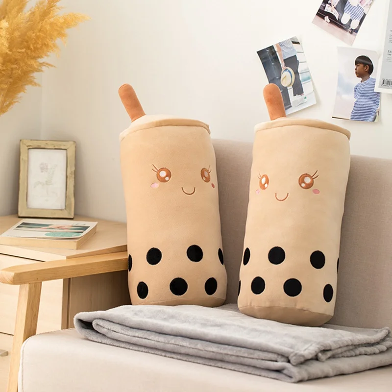

1PCS Simulation Pearl Milk Tea Plush Pillow Blanket Two-in-one Office Nap Blanket Pillow Girl Gift Home Decoration