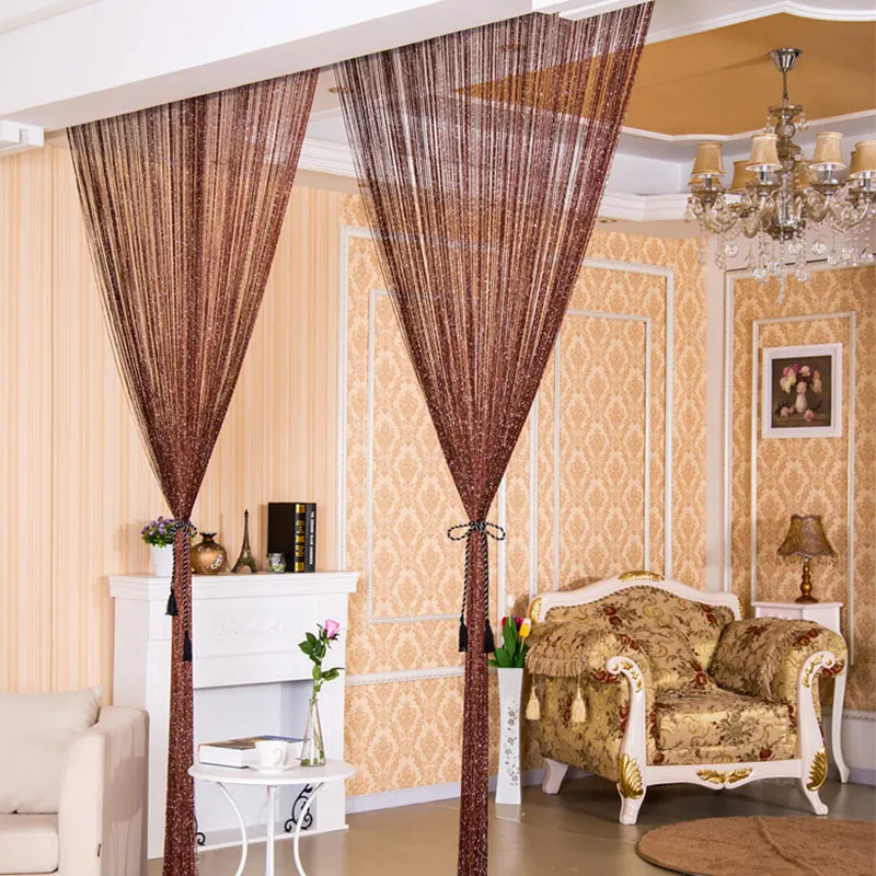 Billig 2,9x2,9 m Moderne Wohnzimmer Vorhänge Gewinde Vorhänge String Vorhang Tür Bead Sheer Vorhänge für Fenster Schlafzimmer Cortinas salon