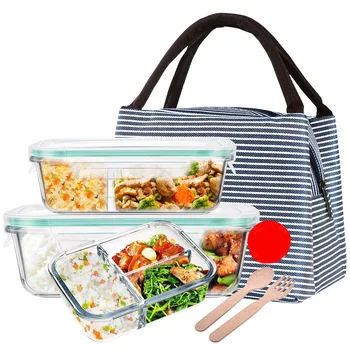 

Send Insulation Package Separate Glass Lunch Box Microwave Oven Special Preservation Box Divided Lunch Box Lunch Box Sealed Bowl