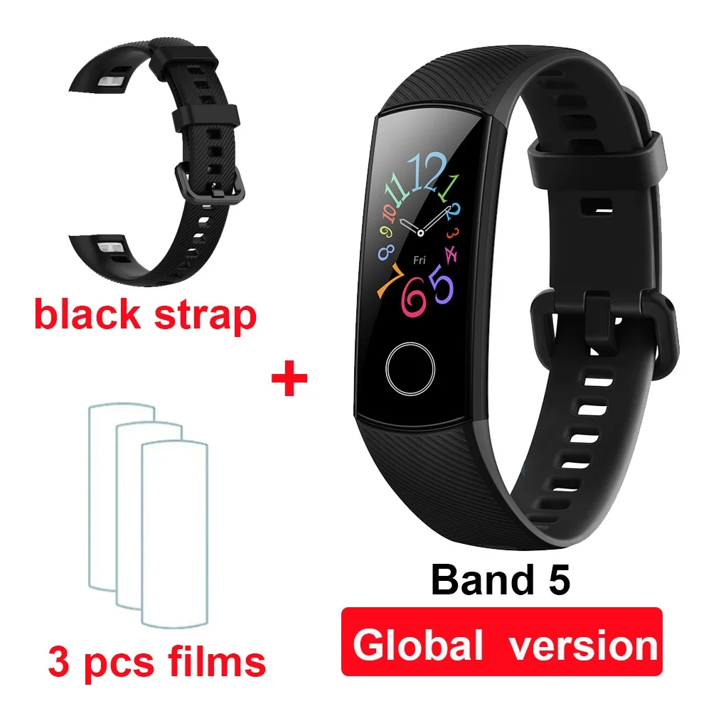 Huawei Honor Band 4 Band 5 умный Браслет Globle Версия 50m водонепроницаемый фитнес-трекер монитор сердечного ритма во время сна Smart Wirstband - Цвет: black GL black