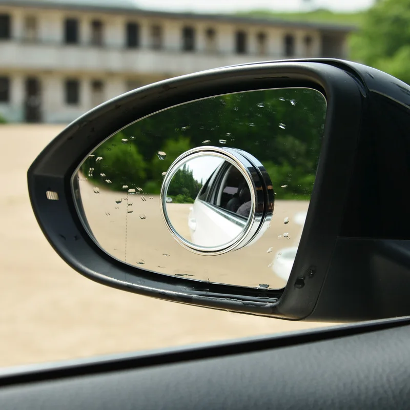 360-Degree Rotating Car Small round Mirror Car Rearview Mirror Blind Spot Mirror Electroplated Silver Single Pack
