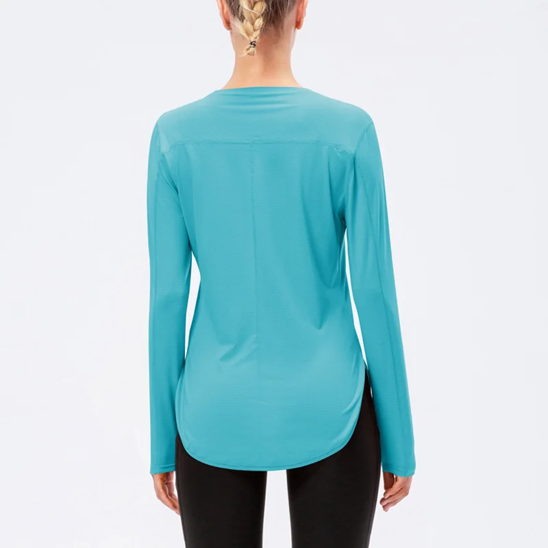 Women Workout Shirt Loose Long Sleeve Sports Top Breathable Quick Dry Yoga Exercise Shirt Fitness Running Clothing