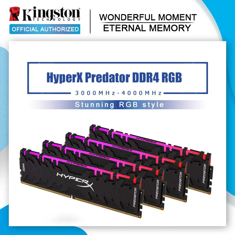 

Kingston HyperX Predator RGB DDR4 8GB 16GB 3200MHz 3600MHz 4000MHz CL16 DIMM XMP Memoria Ram ddr4 for Desktop Memory Rams