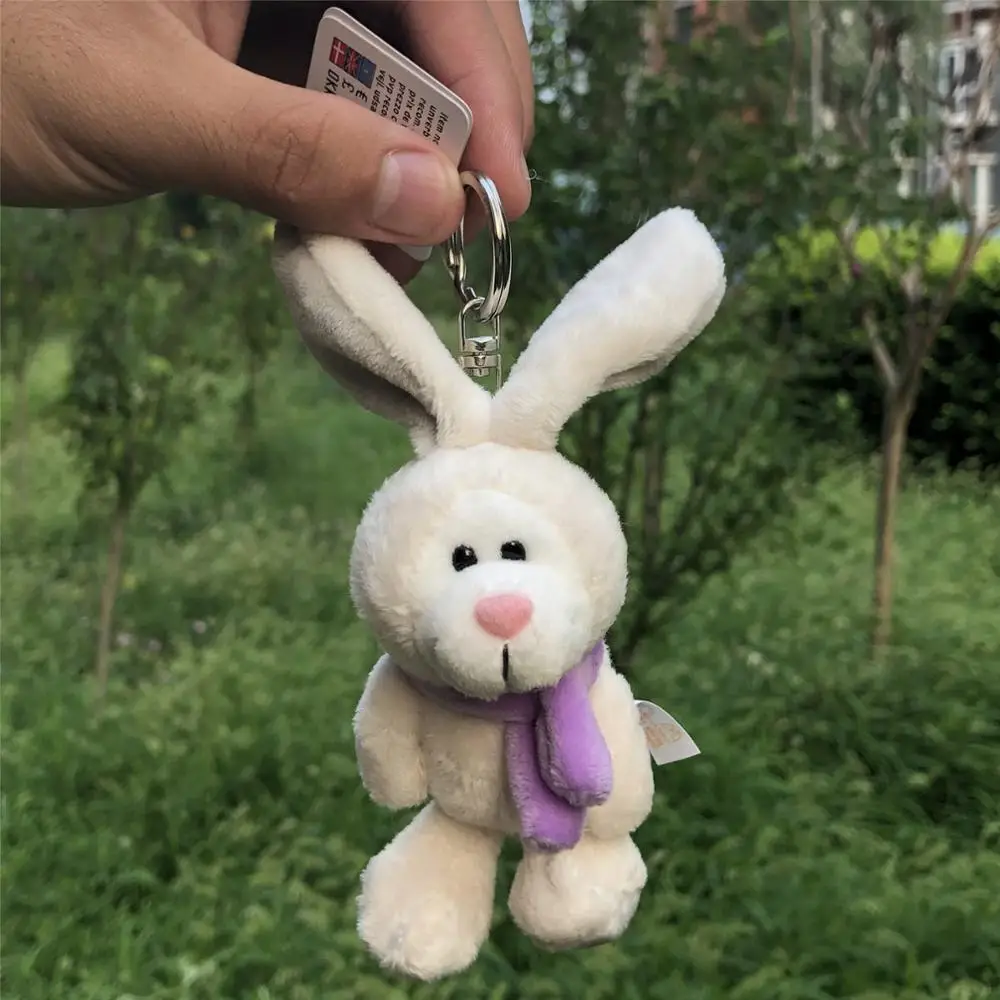 5 шт. фиолетовый шарф кролик коричневый кролик игрушка чучела кулон плюшевый брелок, брелок для ключей кукла подарок