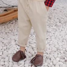 Больше Лала 7 м детская одежда брюки для мальчиков гимнастические Брюки Повседневная осенняя одежда сезон стиль средних и маленьких детей свободные