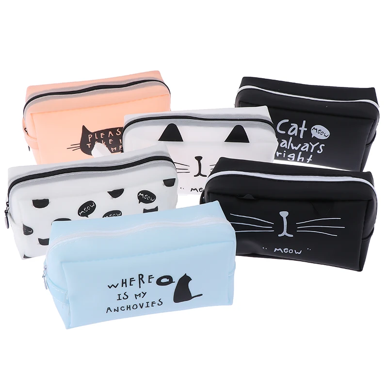 1 шт. чехол для ручки с высокой емкостью на молнии карандаш кошкой школьных