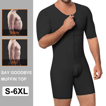 

Men's Shapewear Bodysuit Tummy Control Compression Wait Trainer Slimming Body Shaper Workout Short Sleeve Abdomen Undershirts