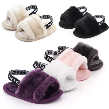 

Spring Summer Baby Girls Sandals Soft Breathable Non-Slip Slipper Baby Fur Shoes Simple Elastic Sandals Princess Baby Shoes