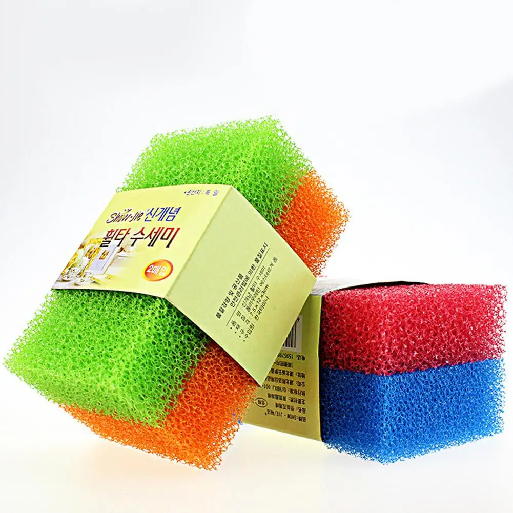 

2Pcs Sponge Brush Plate Dish Cloth Washing Cleaning Kitchen Oil Dirt Remover Cleaning Brushes Household Cleaning Tools