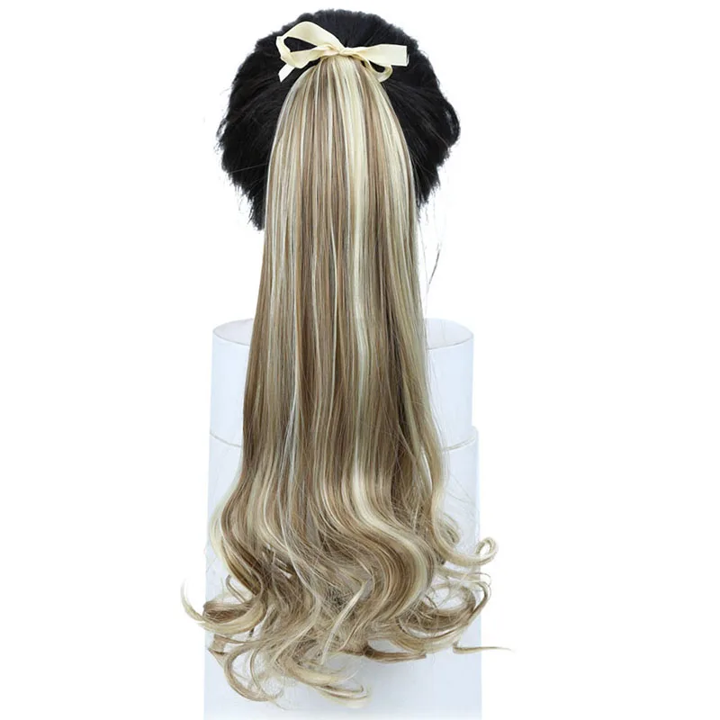 Синтетический длинный кудрявый шнурок волос конский хвост клип в наращивание волос Высокая температура волокна поддельные волосы кусок для женщин LUPU парик - Цвет: 18H613