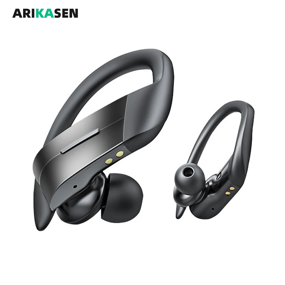 Arikasen наушники вкладыши TWS с Беспроводной светодиодный Дисплей крючком bluetooth true