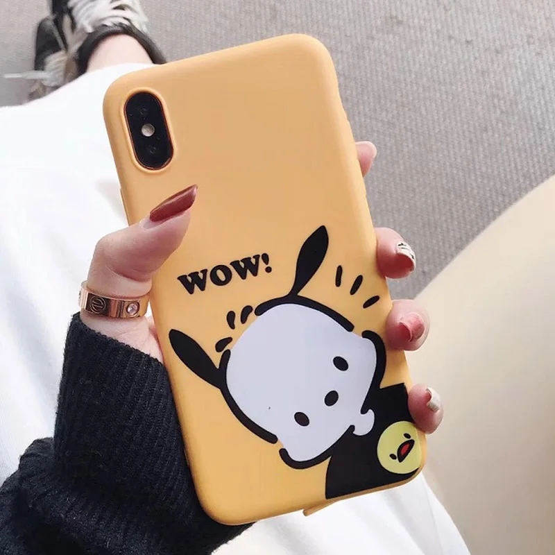 

Super Cute Dog Phone Case For iphone 7 7plus English Letter WOW Cover For iphone x xr xs max 6 6s 7 8 plus soft back cover