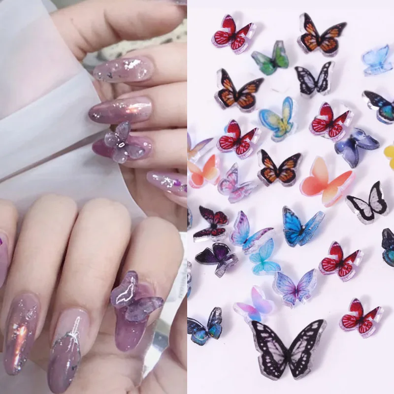 

1 Pc New Design Butterfly Nail Rhinestones Mixed Size Beautiful 3D Nail Art Decorations DIY Design Accessories Nail Tips