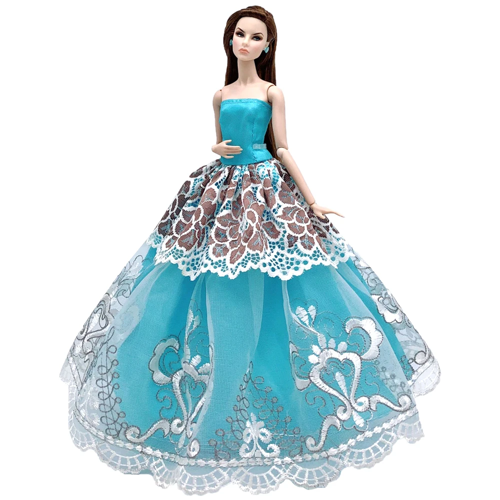 NK One Pcs Doll Princess Wedding Dress Noble Party Gown For Barbie Doll Accessories Handmake Outfit Best Gift For Girl' Doll JJ