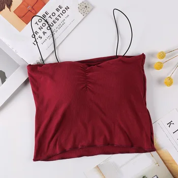 

Summer Camisole Women Crop Top Padded Tank Tops Sexy Padded Lingerie Modal Thin Strap Tube Tops