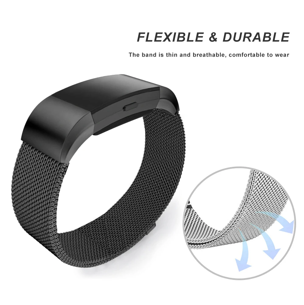 Миланская петля ремешок для Fitbit Charge 2 Смарт часы браслет S L Металл Нержавеющая сталь Магнитная Pulseira спортивный браслет