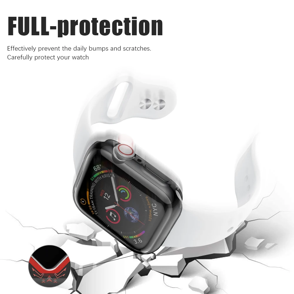 360 Slim Watch Cover for Apple Watch Case 5 4 3 2 1 42MM 38MM Soft Clear TPU Screen Protector for iWatch 4 3 44MM 40MM