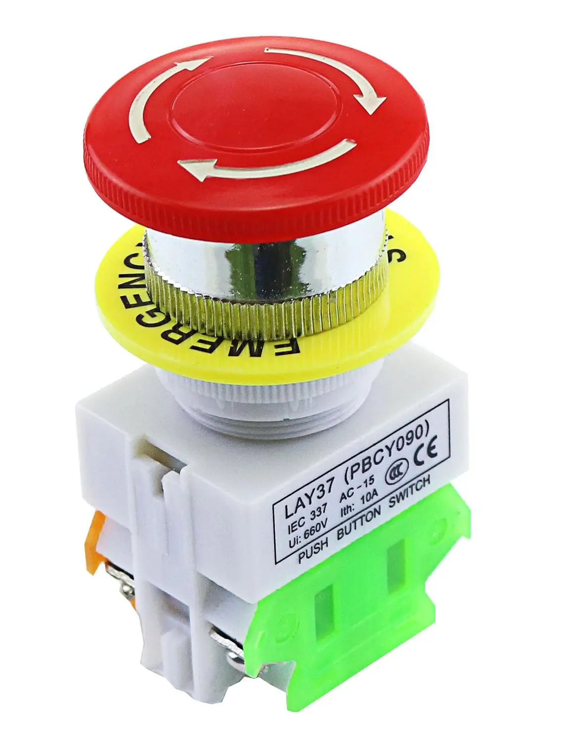 button sign 40MM Красный гриб Кепки 1NO 1NC DPST аварийной остановки кнопочный переключатель переменного тока 660V 10A - Цвет: button sign 40MM
