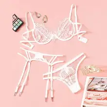 Сексуальный кружевной бюстгальтер трусики подвязка пояс набор женское черное прозрачное белье бесшовное белье нижнее белье бюстгальтер Плюс 30X