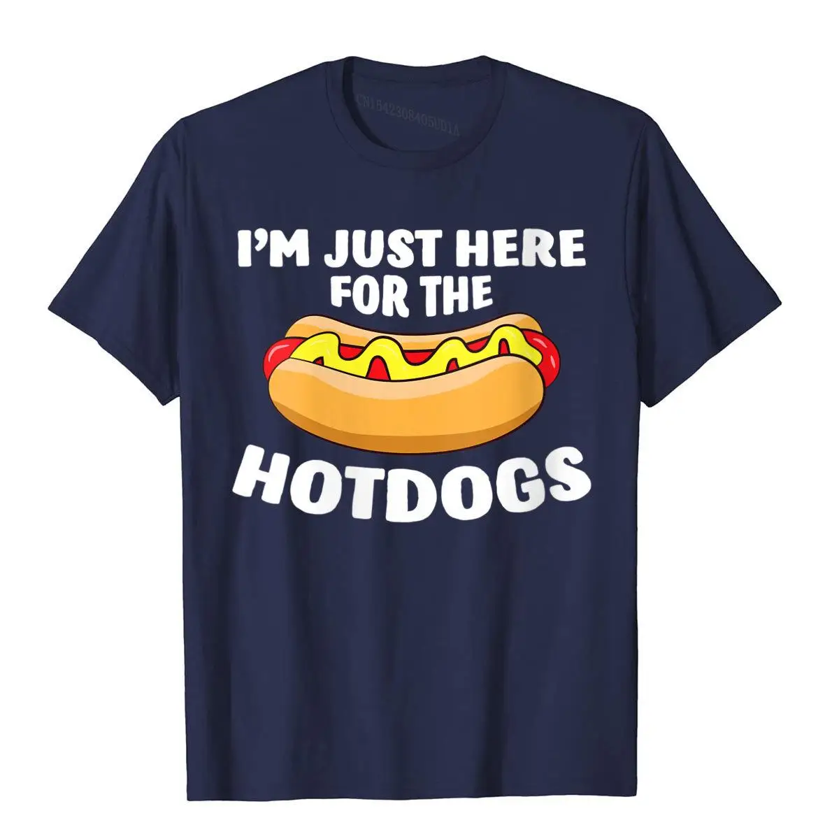 Womens Funny Hot Dog Lover I'm Just Here For The Hot Dogs V-Neck T-Shirt__B13229navy