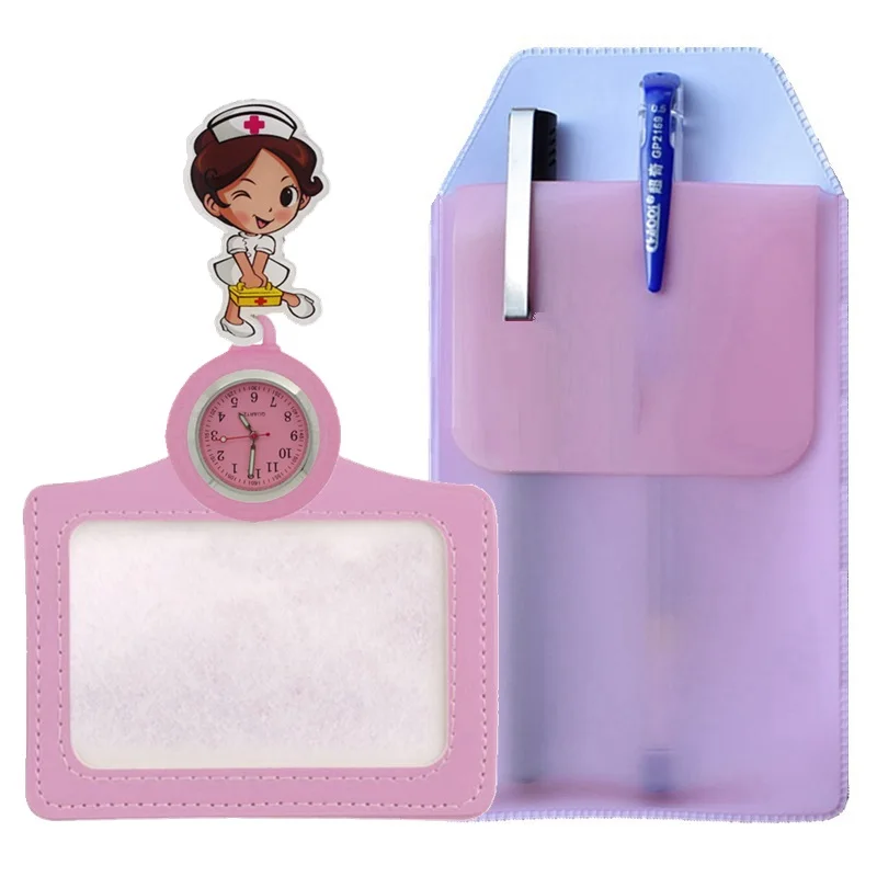 Pocket Watch Cartoon Hospital Medical Medicine Nurse Doctor Retractable Badge Reel With Pen Bags And Name Cards Holders