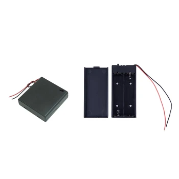 

2 Pcs Plastic On/Off Switch Battery Case Holder W Cap Black 4 x 1.5V AA & 3.7V 2X 18650