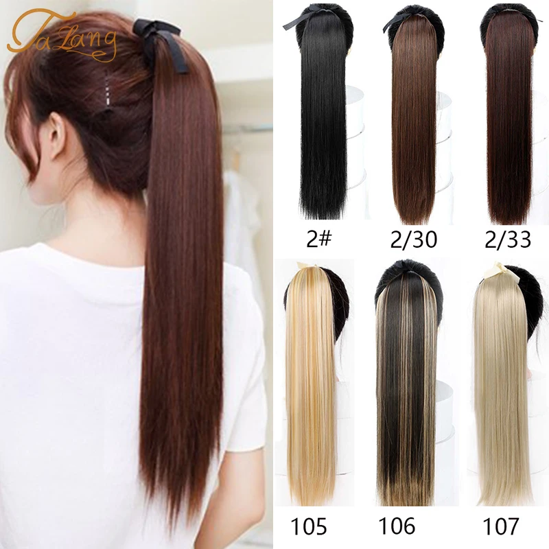 

TALANG Ultra Long Straight Clip Tail Wig Ponytail Wig and Synthetic Hair Clip Ponytail Extended 12 Colors Optional Headwear