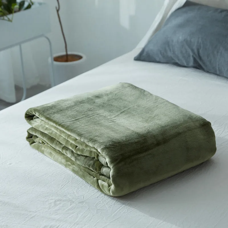 Green Simanfei зимнее шерстяное одеяло, плотное, плотное, Фланелевое, взвешенное, флисовое, мягкое теплое одеяло, пушистый синий дорожный плед - Цвет: Green