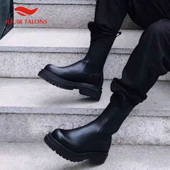 

JOUIR New Arrivals 2020 Concise Shoes Woman Boots Female Slip On Flat Platform Casual Mid Calf Boots Women Shoes