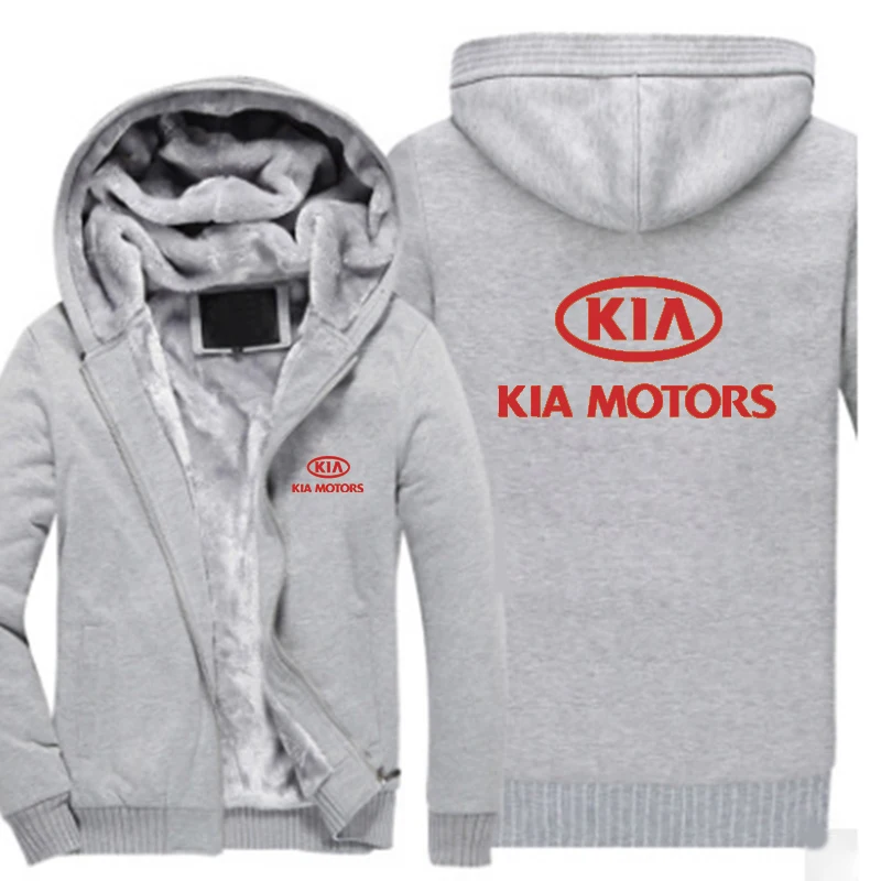 Бренд автомобиля KIA Motors, зимняя мужская куртка с капюшоном на молнии, модный красный принт, уплотненный, на заказ, удобный свитер, пальто