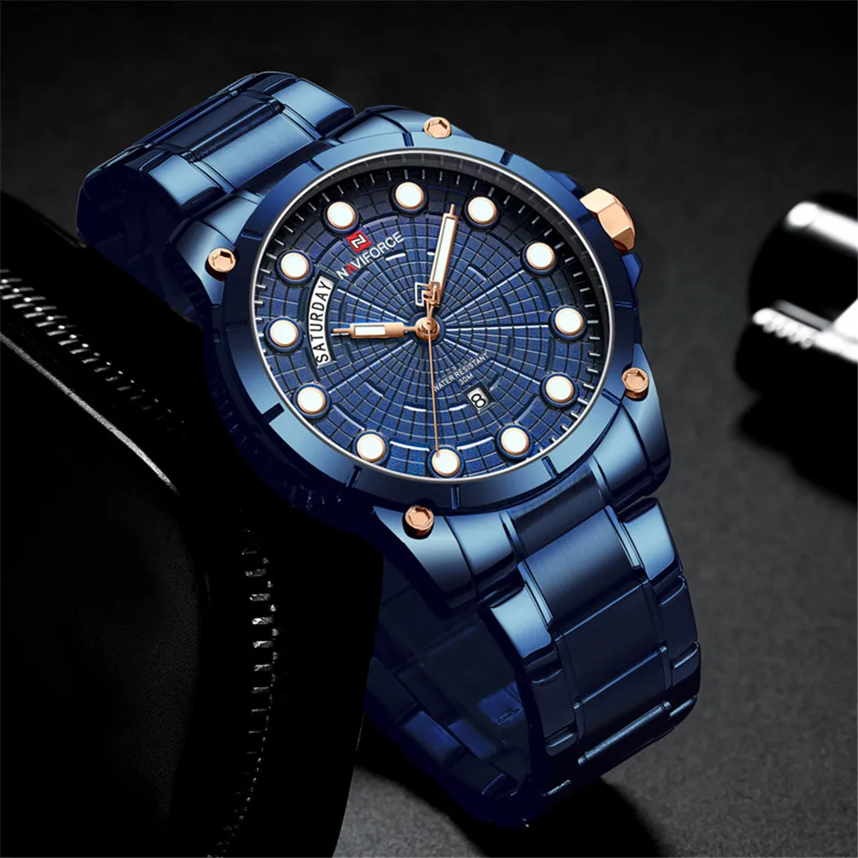 NAVIFORCE Men's Watch, Men's Luxury Stainless Steel Watch, Fashion Trend Men's Watch, Business Casual Men's Watch, Men's Sports