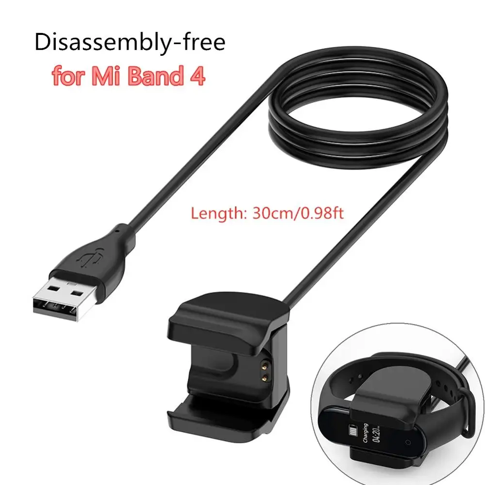 30cm for Mi band 4 Usb зарядный кабель разборка- зарядное устройство адаптер для Xiaomi Mi полоса 3/4/NFC 13/20/100 см зарядный провод линия для умных браслетов - Цвет: 30cm for Mi band 4