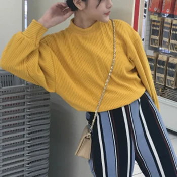 

Autumn And Winter Sweatshirt Loose Thin Bat Sleeve Pullover Multipurpose Knitted Women's Korean Version Of The Small High Collar