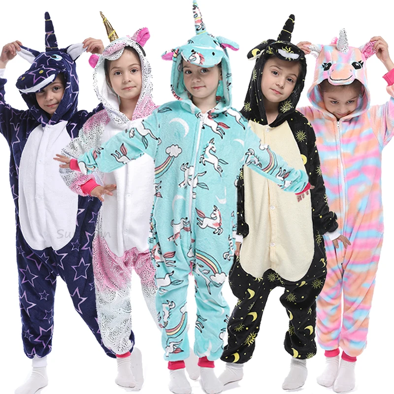 Кигуруми детские пижамы единорог для детей животные одеяло комбинезоны Детский