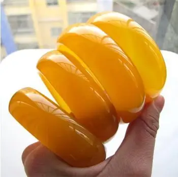 

100% real yu bangles yellow chalcedony retro high-grade women bangle yu bracelet bangles yu add certificate