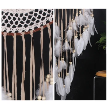 

1pc Knitted Cotton Pendant Craft Home Room Wall Hanging Decoration Large Floral Pendant Dream Catchers