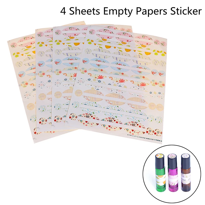 4 Sheets Oval-shaped Round Stickers Empty Papers Sticker For Essential Oil Bottle Perfume Lid Labels Organizer |