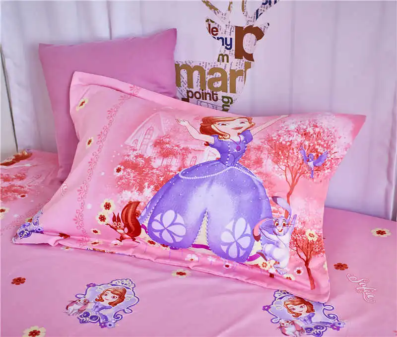 

3D Pink Flower Sofia Pillow Shams 48*74cm for Girls Bedroom Decor 19*29 inch Pillow cases kids Pillow Covers 1 piece Children's