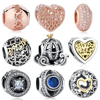 

BELAWANG 925 Sterling Silver Crystal Pumpkin Car Heart Beads Trendy Animal Charm Fit Pandora Original Bracelet Women Jewelry